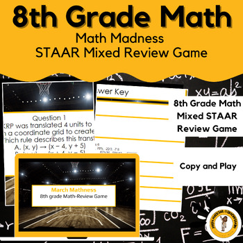 Preview of 8th grade Math Madness Review Game (20 STAAR Aligned Questions w/Key)