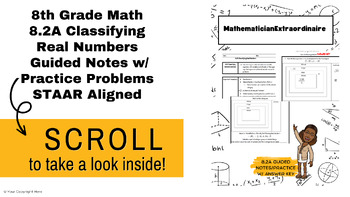 Preview of 8th grade Math Classifying Real Numbers Guided Notes w/ Practice w/ Key 