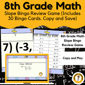 Preview of 8th grade Math Slope Bingo (Google Slides) (Test Review +STAAR Aligned)