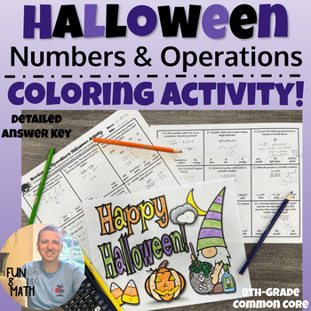 Preview of 8th grade Numbers & Operations Halloween Coloring Activity