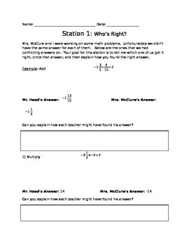 Preview of 8th grade Task Rotation for Fractions and Volume