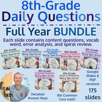 Preview of 8th grade math - BUNDLE - Daily Questions (7 resources)