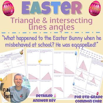 Preview of 8th-grade math - Triangle and Intersecting Lines Angles - Easter Puzzle Review