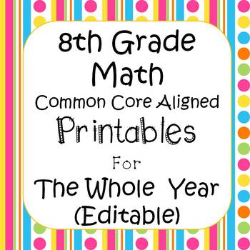 Preview of 8th grade Math review Worksheets End Year Review State Test Prep Common Core