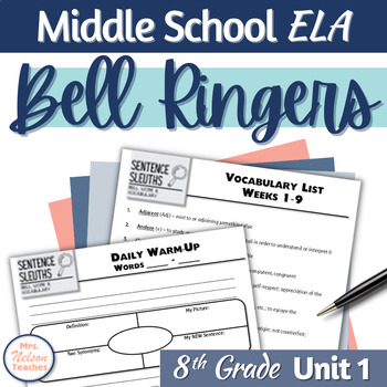 Preview of ELA Vocabulary Bell Ringers | Daily Word and Grammar Practice 
