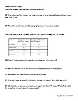 8th grade volcanic activity leveled tests bundle by Lauren Allen