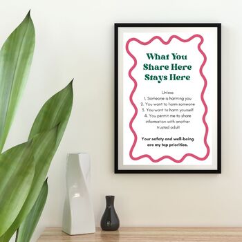 Preview of 8x10 Trendy Counseling Confidentiality Sign, School Social Worker Office Sign