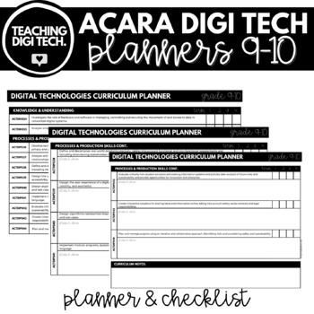 Preview of 9-10 ACARA Digital Technologies Curriculum Checklist & Curriculum Planner