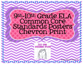 Preview of 9-10th Grade Common Core ELA Standards Posters- Chevron Print