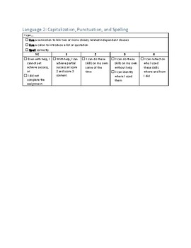 Preview of 9-10th Grade ELA CCSS Language 2 Rubric