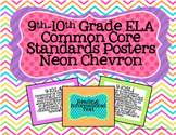 9-10th Grade ELA Common Core Standards Posters- Neon Chevron