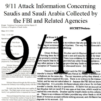 Preview of 9/11 Attack Information Concerning Saudis and Saudi Arabia Collected by the FBI