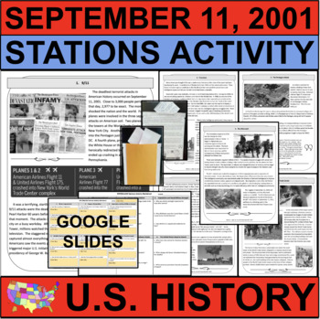 Preview of September 11th (9/11) Terrorist Attacks Stations Activity (PDF & Digital GOOGLE)