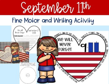 Preview of 9-11 September 11th Eleventh Writing and craft for young students Fine Motor