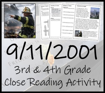 Preview of 9/11 Terrorist Attacks Close Reading Comprehension Activity | 3rd & 4th Grade