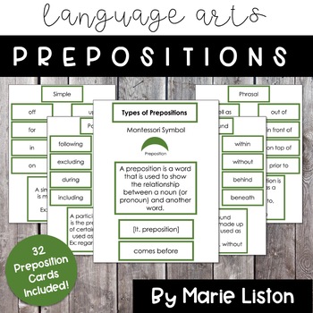 Preview of 9-12 Montessori: Types of Prepositions