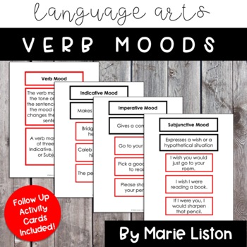 Preview of 9-12 Montessori Verb Cards for Verb Moods