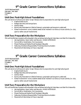 Preview of 9-12th grade Scope and Sequence Syllabi for Career Choices/Leadership