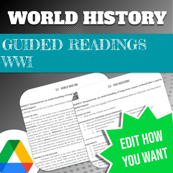 Preview of 9.2 - World War I Guided Reading Questions - SSWH17