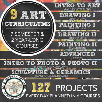 Preview of 9 Art Curriculum Bundle Pack: Intro to Art, Advanced Art, Photography, Sculpture