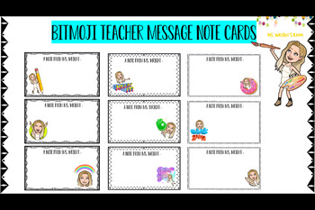 Preview of 9 Bitmoji Teacher Message Note Cards