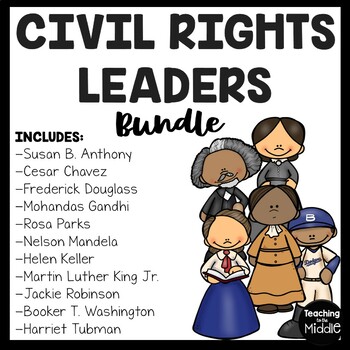 Preview of Civil Rights Leaders Biography Reading Comprehension Worksheet Bundle