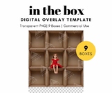 9 Box Digital Template for School Photos, PNG, Cardboard, 