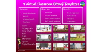 Preview of 9 Editable Virtual Classrooms - Subject Specific - Distance Learning - Google