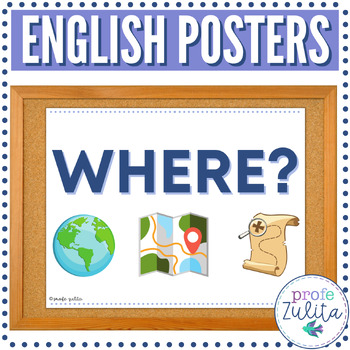 9 English Question Word Posters: Beginner ESL / ELL / Newcomer