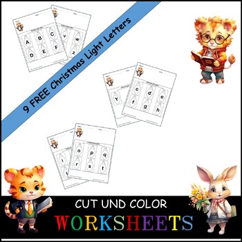 Preview of 9 FREE Worksheets For Toddlers (Christmas Light Letters Color, Cut and Paste! )