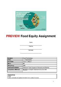 Preview of 9 Food Equity Assignment and marking criteria Anorexia Bulimia