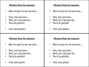 9 French Vocabulary Card Games (Va à la pêche-Go Fish)