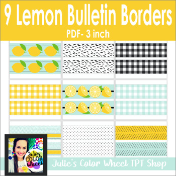 Preview of 9 Lemon Farmhouse Theme Bulletin Board Borders