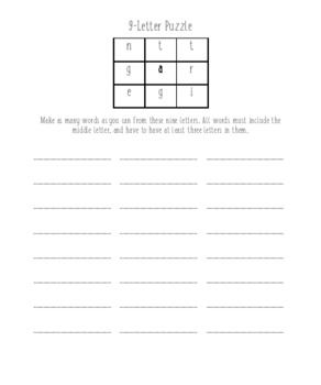 9 Letter Word Puzzles By My Minimalist Classroom Tpt