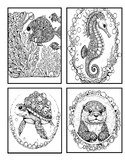 Ocean Themed Coloring Pages: Dolphin, Ship, Otter, Turtle,