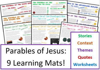 Preview of 9 Parables of Jesus Information Sheets and Question Sheets