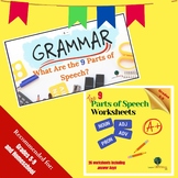 9 Parts of Speech Bundle (PowerPoint Grammar Unit and Worksheets)