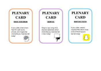 Preview of 9 Plenary Cards - Easy end of lesson activities - PRINTABLE