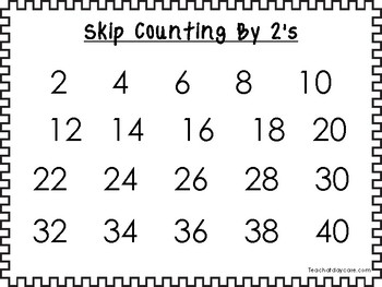 Number Chart Counting By 2