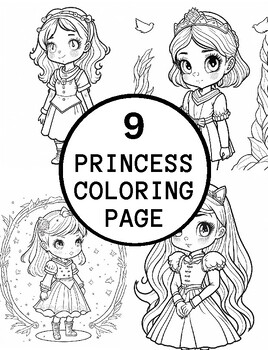 Preview of 9 Realistic Disney Princess Girl Coloring Pages For Teens And Adults  (coloring 