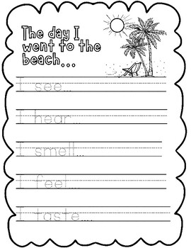 Preview of 9 Sensory Writing Prompts, Five Senses Writing Assignment