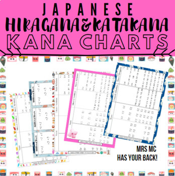 Preview of 9 Sets of Japanese Hiragana Katakana Charts Portrait