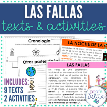 Preview of 9 Spanish Las Fallas Celebration Readings | Gallery Walk + Level 2 Activities