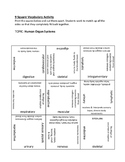9 Square Vocabulary Activity - Human Organ Systems
