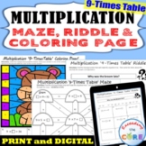 9 TIMES-TABLE MULTIPLICATION FACTS Maze, Riddle, Color by 
