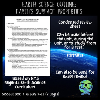 Preview of 9 TOPIC OUTLINE: EARTH'S SURFACE PROPERTIES