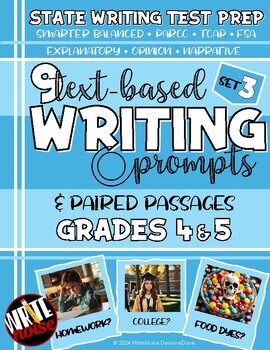 Preview of 9 Text-Based WRITING Prompts & Paired Passages SMARTER BALANCED Test Prep Gr 4-5