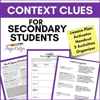 Preview of Context Clues for Secondary Students - Middle School - High School - Activities