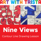 9 Views: Using a Viewfinder Contour Line Drawing Art Lesson