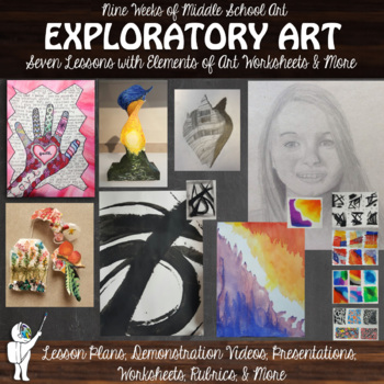 Preview of 9 Week Exploratory Art, Intro to Middle School Art Curriculum, Art Education